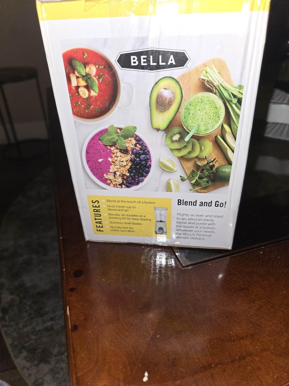 BELLA Blend and Go Personal Blender - White with Yellow Accents